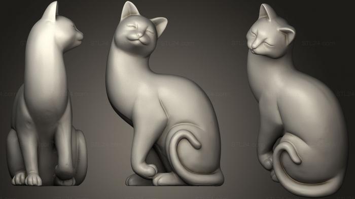 Статуэтки животных (Кат, STKJ_0806) 3D модель для ЧПУ станка